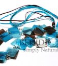 Capiz Shell Long Necklace Blue Brown Tones