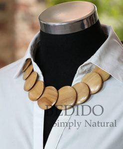 flat round wood necklace