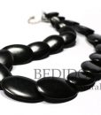 black flat oval wood beads necklace