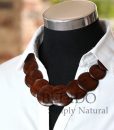 Ladies Round Flat Brown Wood Beads Necklace