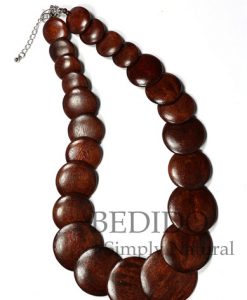 Brown Round Wood Beads Necklace