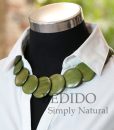 Womens Green Round Wood Necklace
