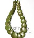 Flat Round Green Wood Ladies Necklace