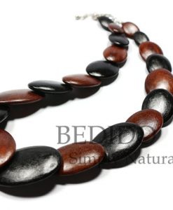 Alternate Black Brown Oval Wood Necklace