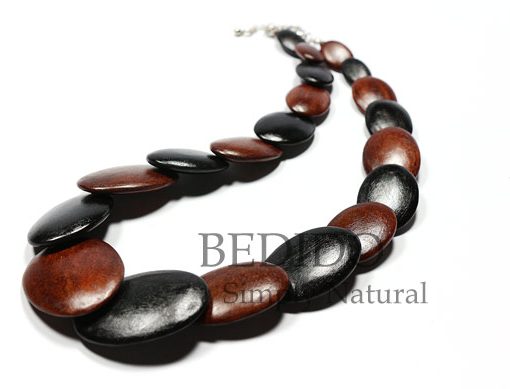 Alternate Black Brown Oval Wood Necklace