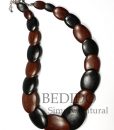 ladies alternate black brown wood necklace