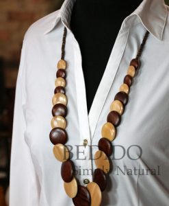 womens chunky wood long necklace