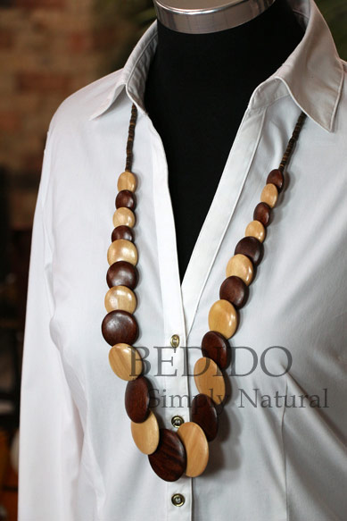 womens chunky wood long necklace