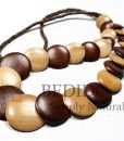 chunky long alternate wood beads necklace