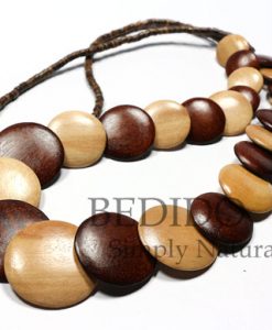chunky long alternate wood beads necklace