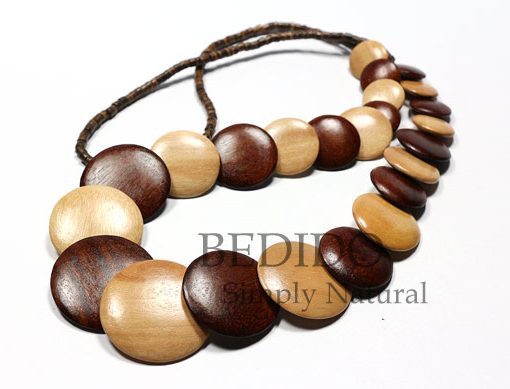 chunky long alternate wood beads necklace